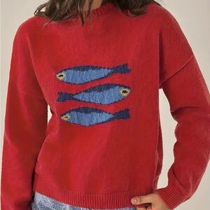 Sardines Red & Blue Pullover Sweater